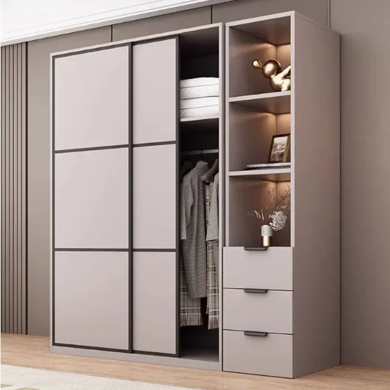 New Luxury Wardrobe Drawers Wooden Sliding Doors Gray Organization Wardrobe Modern Storage Kleiderschrank Bedroom Furniture - Buy online at  Vibe In Cart.