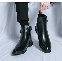 Men's Waterproof Ankle Riding Boots with Zipper and Low Heel