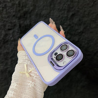 Full Coverage Transparent Magnetic Phone Case with Stand