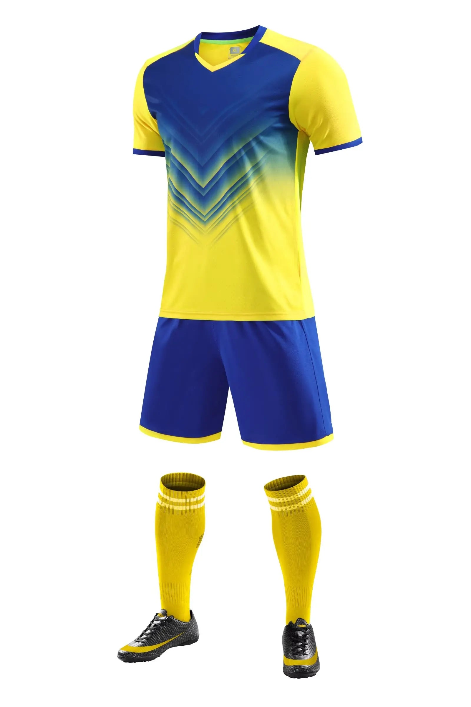 Men's and Boys' Polyester Football Jersey Set with Socks and Shin Guards