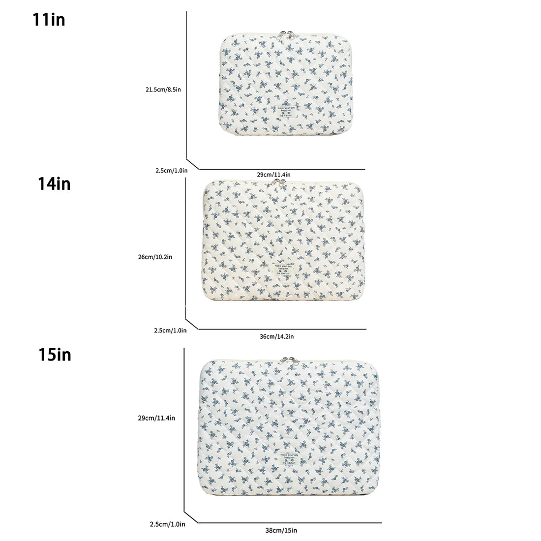 Nylon Flower Print Laptop Sleeve for 11, 14, and 15 Inch Laptops