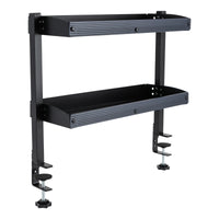 2-Tier Clamp-On Metal Desk Shelf, Black, 44x39x15 cm