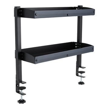2-Tier Clamp-On Metal Desk Shelf, Black, 44x39x15 cm