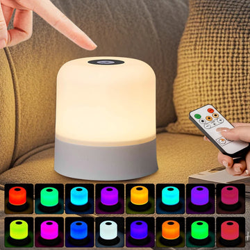 Rechargeable Led Night Light with Remote Control Touch Switch Table Lamp for Reading Bedroom White RGB Color Dimmable Portable - Buy online at  Vibe In Cart.