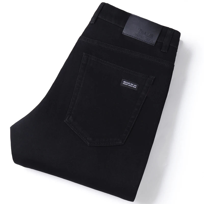 Men Classic Advanced Fashion Brand Pure Black Jeans Man Soft Breathe Stretch Slim Straight Denim Trousers Mens Pants Overalls - Buy online at  Vibe In Cart.