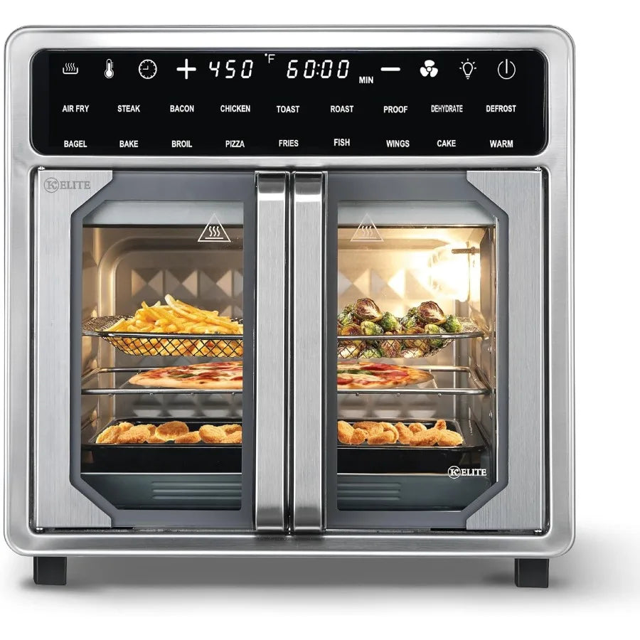 Kitchen Elite 16 Quart French Door Air Fryer Oven Family Size Countertop Convection Cooker with LED Display Stainless Steel Ide - Buy online at  Vibe In Cart.