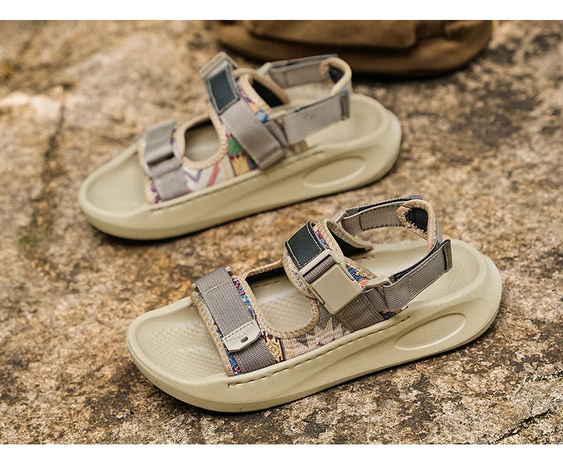 Men's Leisure Beach Gladiator Sandals with Fabric Upper