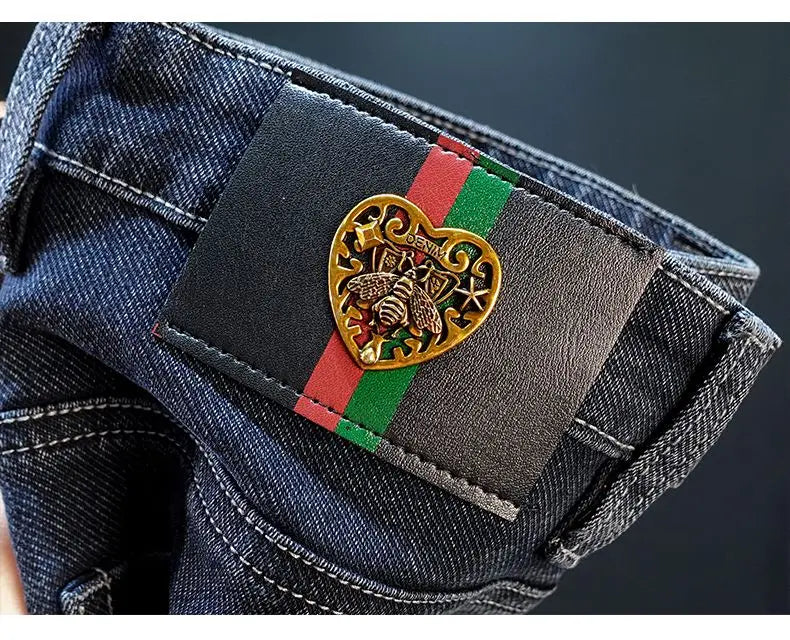 New Fashion winter Autumn Jeans Men's Printed Design Street All-Match Casual Soft Stretch Quality Men's Clothing Skinny Trousers - Buy online at  Vibe In Cart.