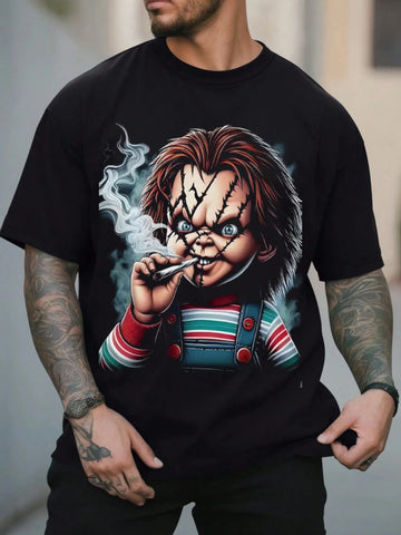 Chucky Inspired Men S 3D Printed T Shirt Casual Polyester  Crew Neck  Machine Washable  with Stitched Detail Black - Buy online at  Vibe In Cart.