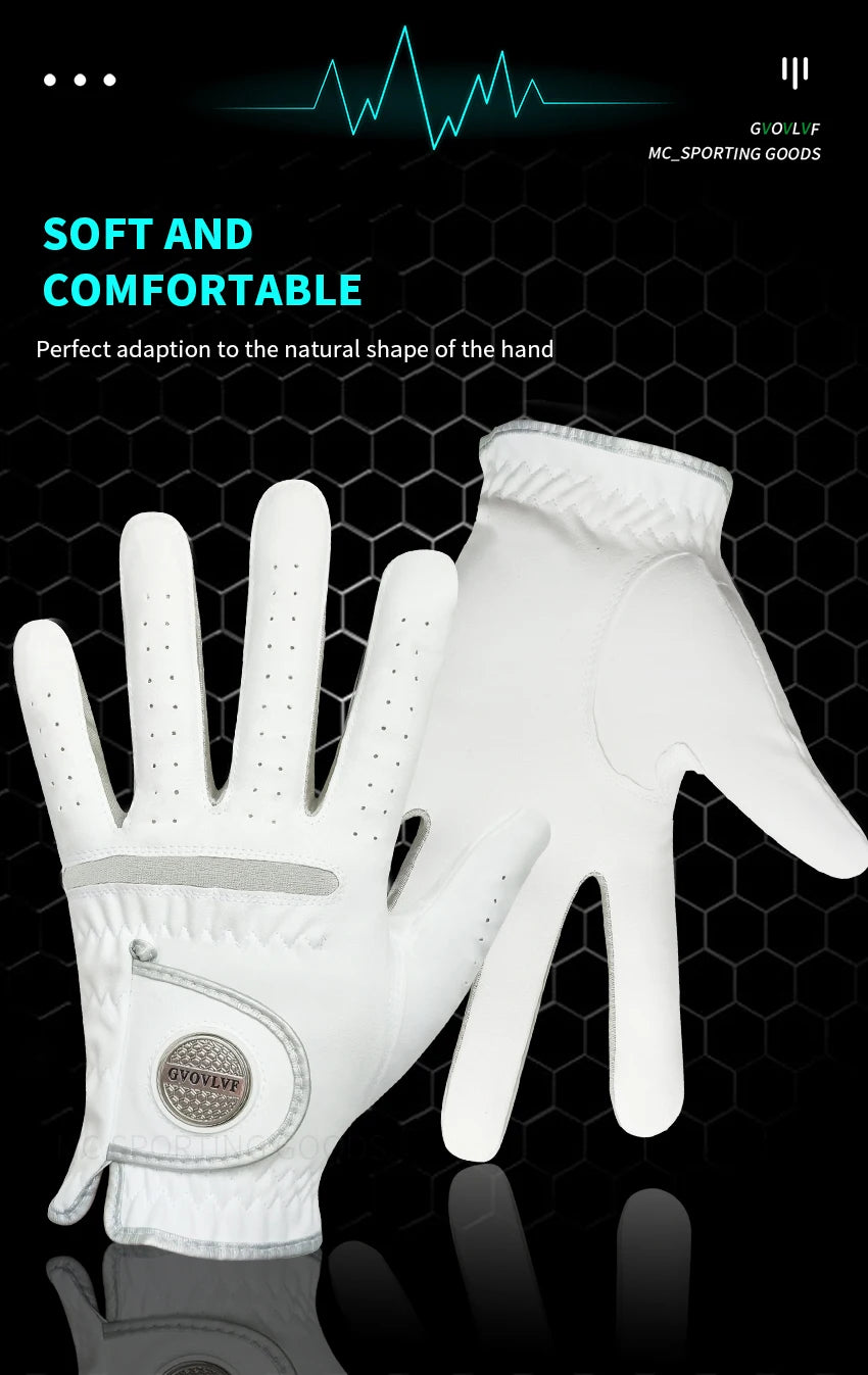 1pc Men Golf Glove Micro Soft Fabric Breathable Comfortable Fitting With Magnetic Marker Replaceable For Golfers White - Buy online at  Vibe In Cart.