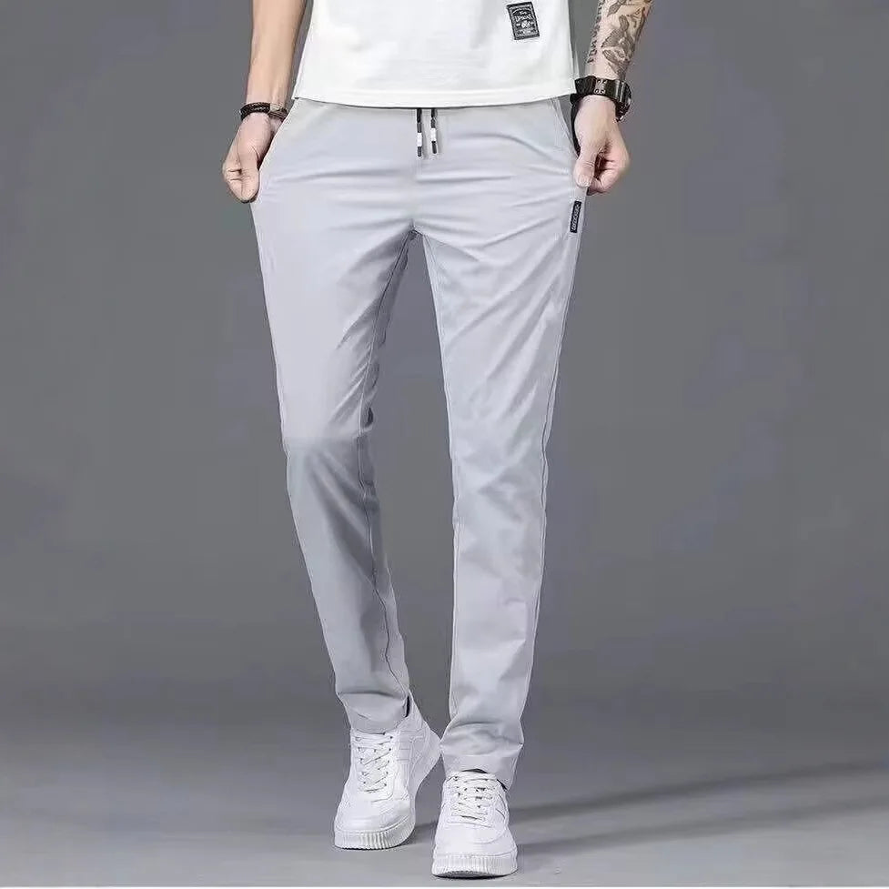 Summer  Breathable Ice Silk Casual Pants Large Size Straight Versatile Comfortable Thin Quick-drying Men's Drawstring Sweatpants - Buy online at  Vibe In Cart.