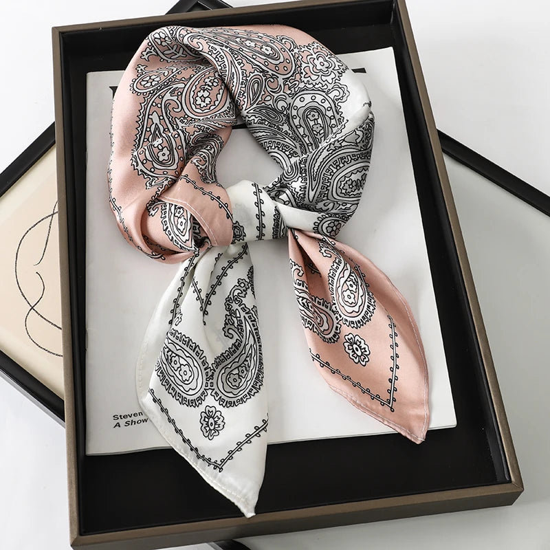 Women's 70x70cm Square Silk Scarf Shawl Headband