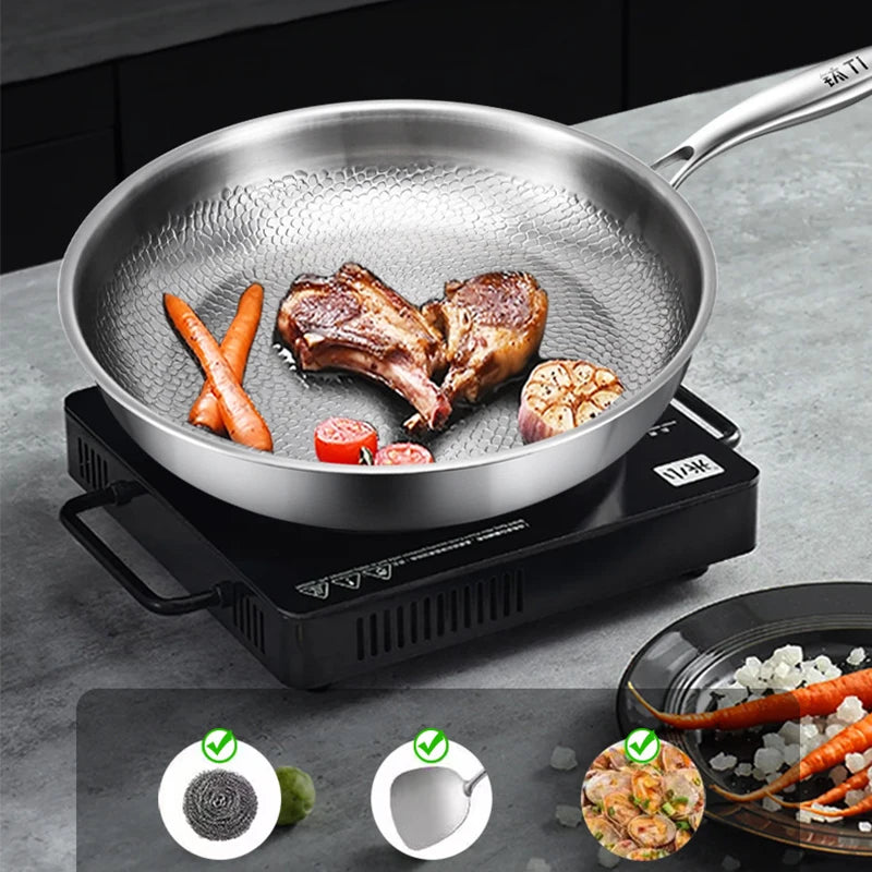 26/28/30cm German Pure Titanium Frying Pan Non-stick Frying Pan Uncoated Fish Scale Hammer Pattern Titanium Alloy Cookware - Buy online at  Vibe In Cart.