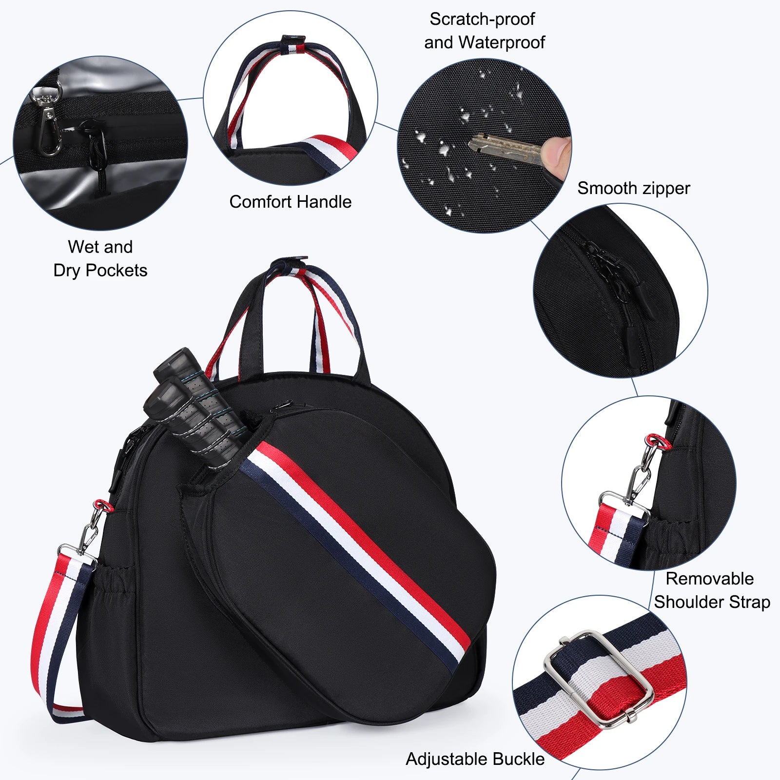 Adjustable Pickleball Paddle Backpack Bag Multi Sport Large Capacity Storage Tennis Racquetball Equipment For Men Women - Buy online at  Vibe In Cart.