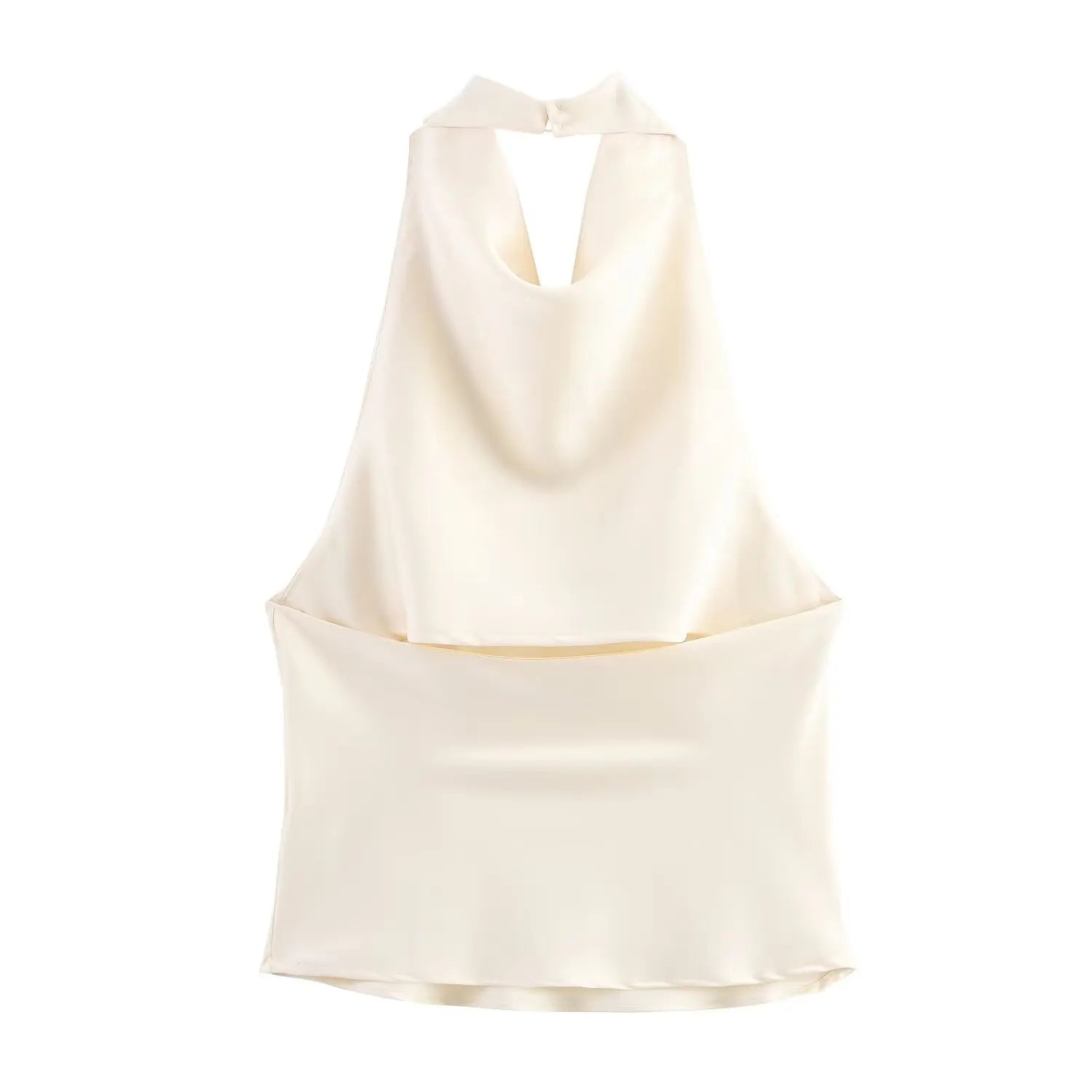 Women's Short Sleeveless Backless Tops with Buttons, Polyester