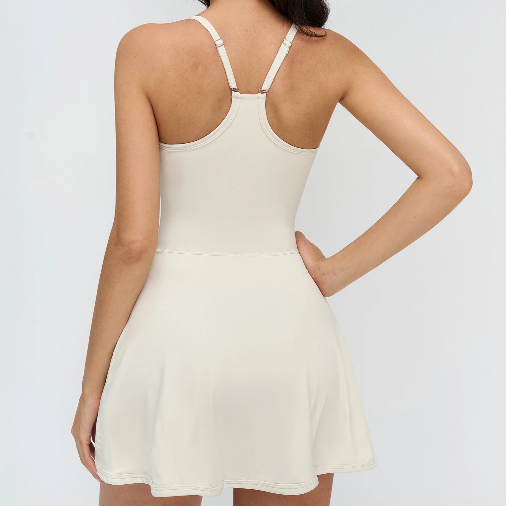 Tennis Dress with Shorts Underneath Women Golf Wear Above Knee Length White Sport Dresses with Shorts Outfit Fitness Workout