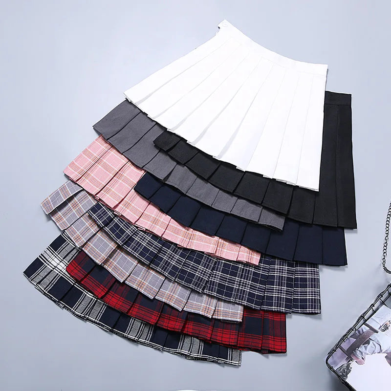 Pleated Skirt For Women 2023 Summer Grey Plaid  A-Line High Waist Mini Faldas Korean Style College Style Girl Black Short Skirts - Buy online at  Vibe In Cart.