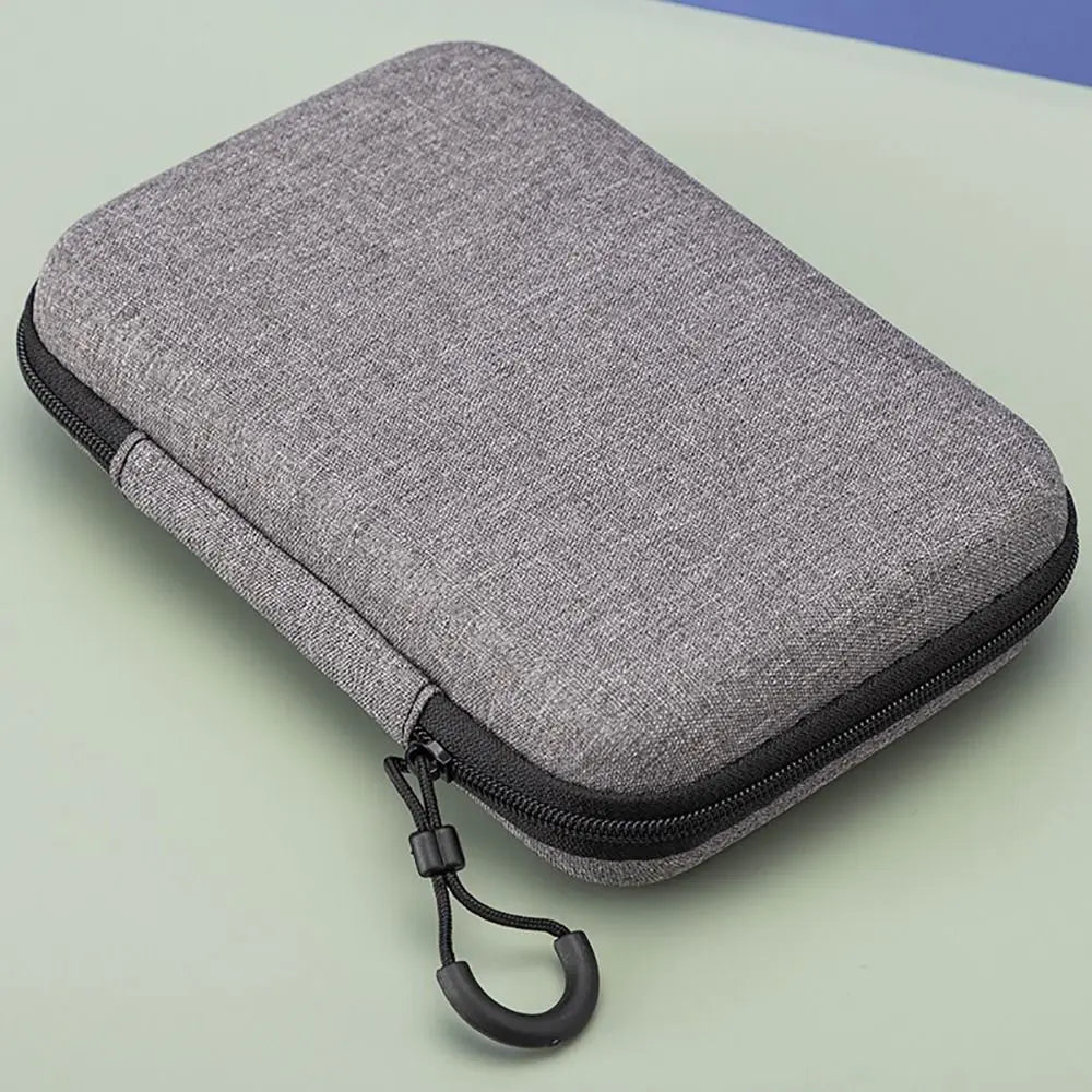 Grey Canvas Zipper Storage Bag for Earphones and Accessories