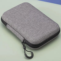 Grey Canvas Zipper Storage Bag for Earphones and Accessories