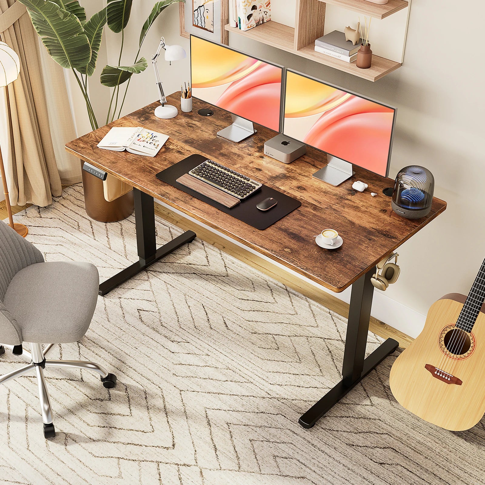 JHK Electric Standing Computer Desk Height Adjustable Workstation Ergonomic Work Table with Metal Frame For Home Office - Buy online at  Vibe In Cart.