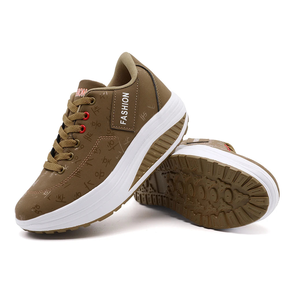 Ladies Casual Sports Shoes Breathable Comfortable Wedge Heel Thick Sole Sneakers Lace-up shoes - Buy online at  Vibe In Cart.