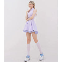 Fashion Tennis Golf Clothing Ladies Sleeveless Lace Sports Dress Quick Dry Half Zip Slim Dresses Woman Girls Sports Jersey Skirt