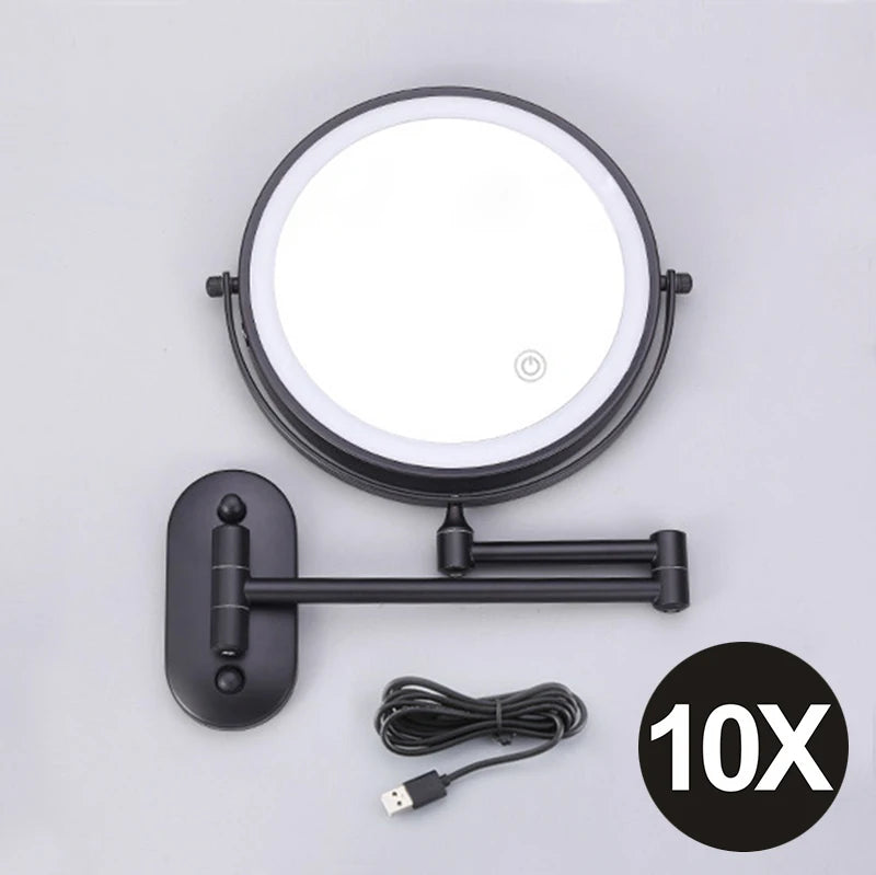 8 Inch Double-Sided Makeup Mirror With 3x-10x Magnification And LED Lights