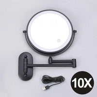 8 Inch Double-Sided Makeup Mirror With 3x-10x Magnification And LED Lights