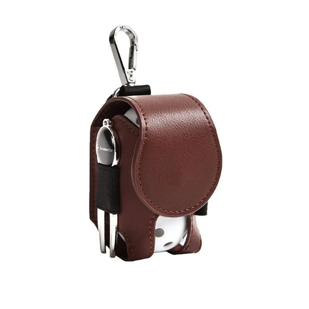Mini Leather Golf Ball Storage Pouch with Waist Clip