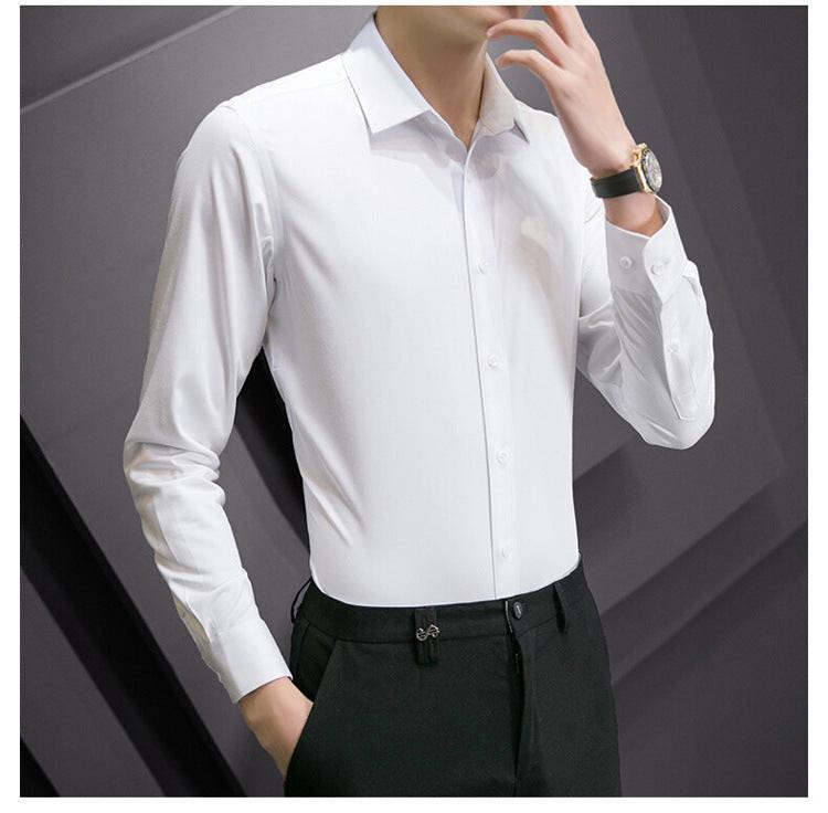 New Plus Size Men Solid Color Business Shirt Fashion Classic Basic Casual Slim White Long Sleeve Shirt Brand Clothes - Buy online at  Vibe In Cart.