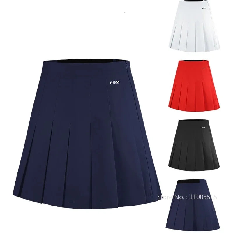 Pgm Women Pleated Skirt High Waist Golf Mini Skirts with Shorts Girl Basic Casual Skorts Lady A-line Korean Sportswear XS-XL