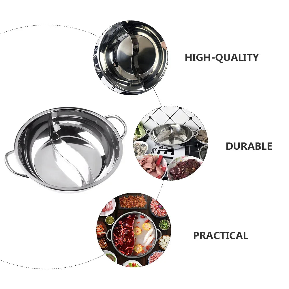 Pot Hot Shabu Divider Stainless Steel Cooking Cooker Induction Hotpot Divided Kitchen Cookware Flavor Pan Two Chinese Soup Dual - Buy online at  Vibe In Cart.