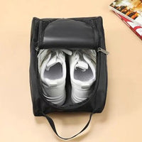 Black Oxford Cloth Portable Golf Shoe Bag, 23x12x33 cm