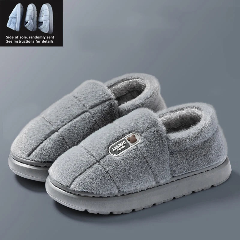 Men's slippers Winter Solid Color Wrap Heels Plush Slippers Non-slip Warm Women Men Home Casual Cotton Shoes Big Size 50 51 - Buy online at  Vibe In Cart.