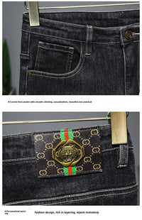 Casual Trendy Embroidered Men's Jeans Autumn winter New Arrival Slim Fit Charcoal Grey Trousers Wholesale For Fashion Lovers - Buy online at  Vibe In Cart.