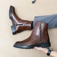 Men's autumn high-top leather shoes men's height-increasing British Chelsea boots short boots business casual men's boots - Buy online at  Vibe In Cart.