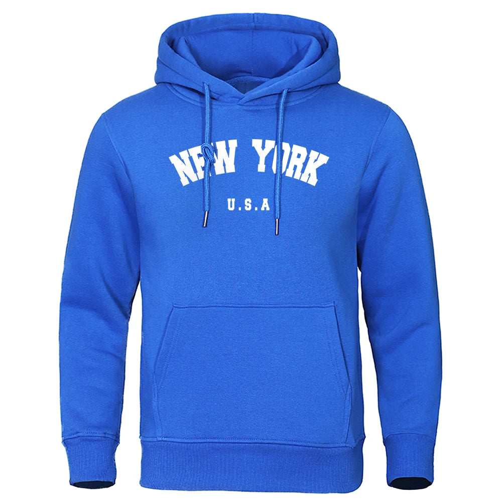 NEW YORK Letter U.S.A City Print Hoody Men Fashion Casual Long Sleeves Hooded Loose Oversize Pullover Hoodie Street Sweatshirt - Buy online at  Vibe In Cart.