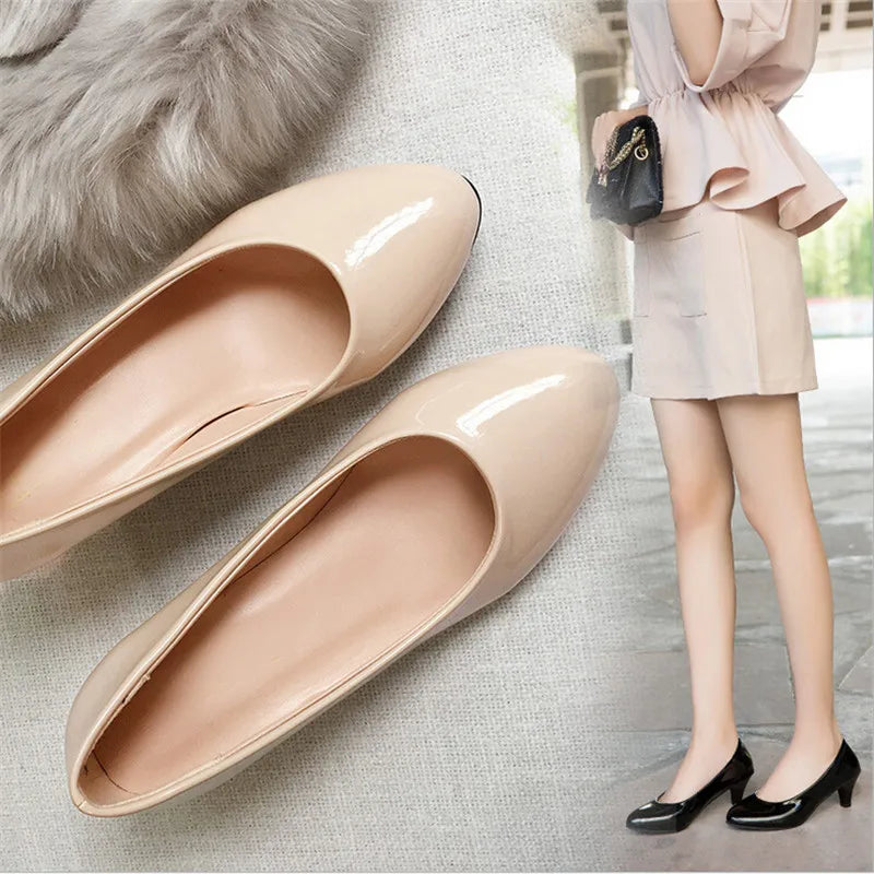 Shoes Ladies Pumps Medium Heel Nude Sexy High Heels Weeding Shoes Women Office Work White Pumps Party Shoes - Buy online at  Vibe In Cart.