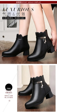Autumn Winter Fashion Women Soft Leather Ankle Boots Anti-slip Warm Plush Casual Elegant Thick Heel Trend Platform Boots - Buy online at  Vibe In Cart.