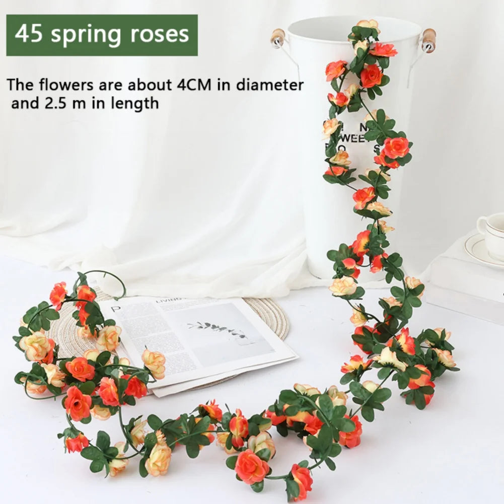 45/69pcs Artificial Rose Flowers Vine DIY Wedding Decoration Fake Silk Rose Flower Home Room Decor Wall Hanging Garland Plants - Buy online at  Vibe In Cart.