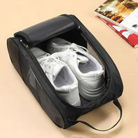 Black Oxford Cloth Portable Golf Shoe Bag, 23x12x33 cm