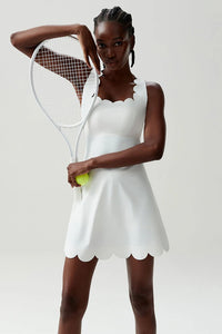 Women's Solid Color Nylon Lycra Yoga Tennis Dress, Above Knee Length