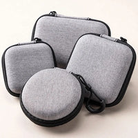 Grey Canvas Zipper Storage Bag for Earphones and Accessories