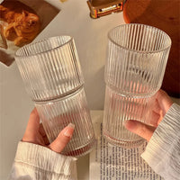 1/2pcs 600ml Stripe Glass Cup with Lid and Straw Transparent Drinking Glasses for Juice Water and Iced Coffee Cups Drinkware - Buy online at  Vibe In Cart.
