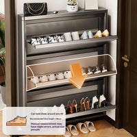 Slim Steel Shoe Cabinet Ultra Thin Shoe Storage Rack Shoe Organizer Entryway Hallway Narrow Space Saving Flip Door Storage Rack - Buy online at  Vibe In Cart.