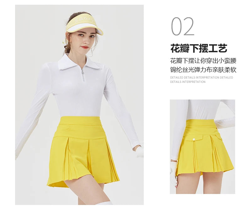 BG Golf Women's High Waist Short Skirt Slim Fit GOLF Jersey Clothing Sports Tennis Pleated Skort Ladies Golf Wear