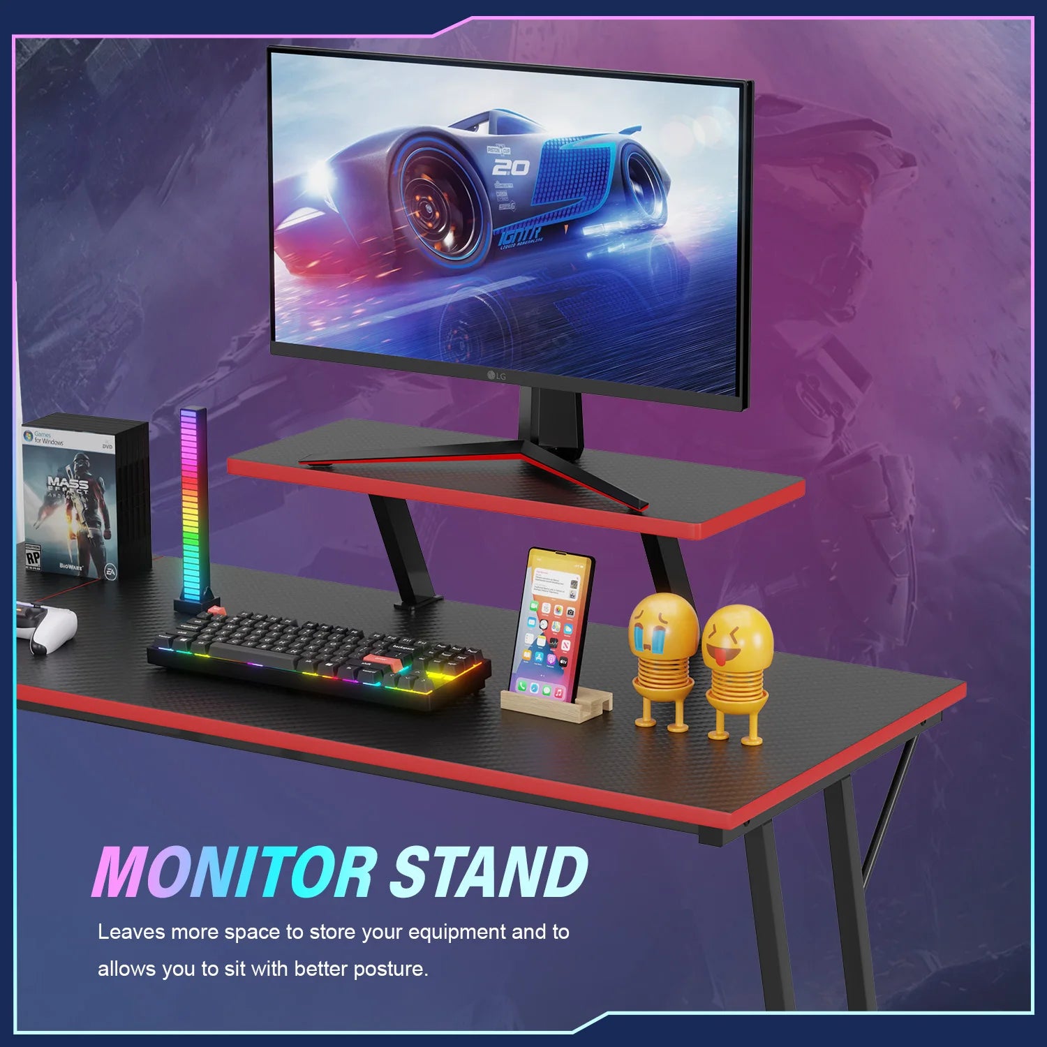 Gaming Desk L Shaped Corner Computer Desk, Home Office Desks Writing Workstation with Large Monitor Stand Easy to Assemble - Buy online at  Vibe In Cart.
