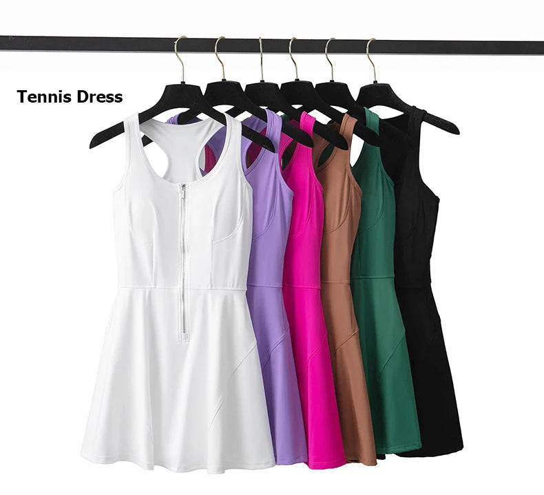 One Piece Tennis Dress Women Summer Solid Color Outdoor Running Skirt Breathable Quick Dry Jumpsuit Breathable Gym Clothes - Buy online at  Vibe In Cart.