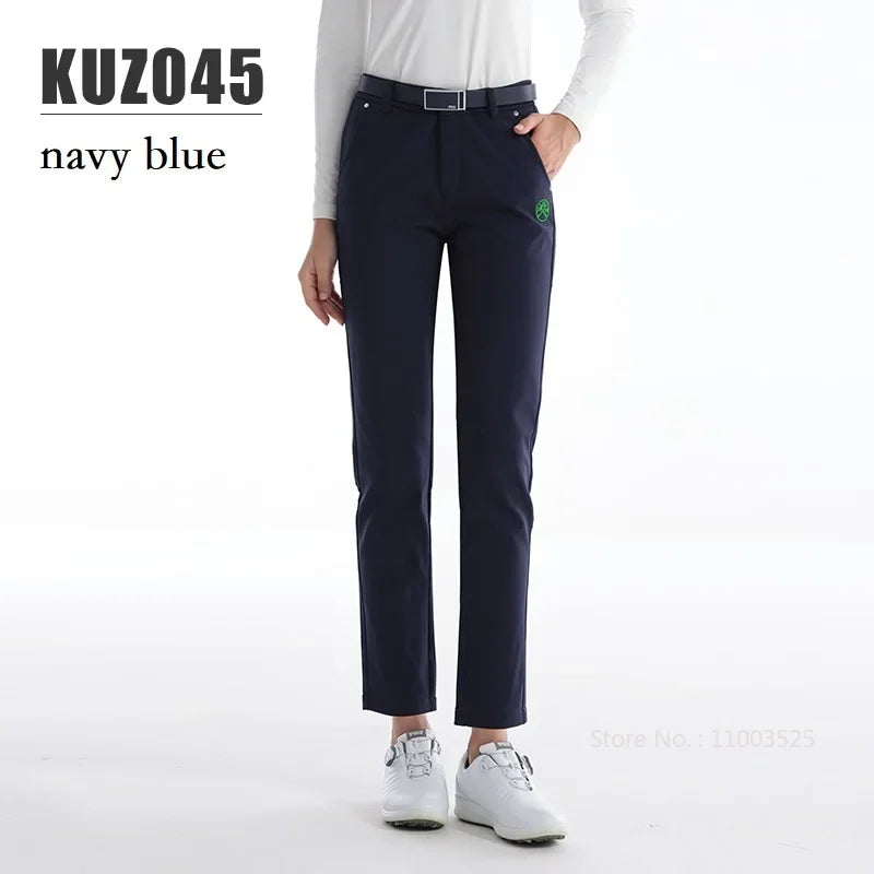 Women's Winter Fleece Golf Pants Thicken Windproof Slim Full Length