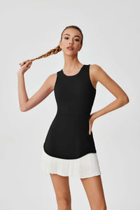 Women One-piece Tennis Dress Summer Black Contrast Pleated Anti Light Speed Dry Sports Dresses Hollowed Out Back Yoga Clothes - Buy online at  Vibe In Cart.